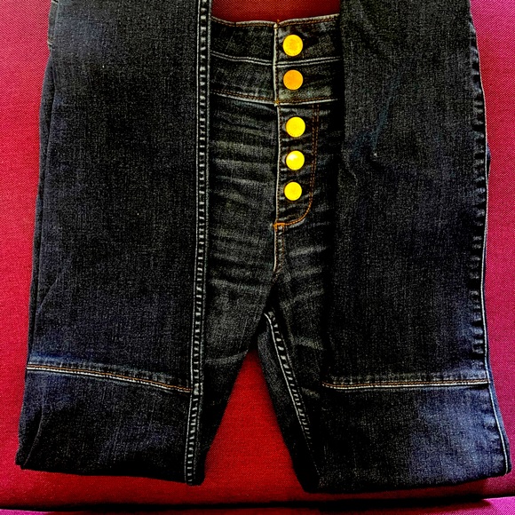 Fabulous Gold Buttoned Fly High Rise Stretch Jeans Abercrombie & Fitch🔥🔥🔥 - Picture 5 of 12